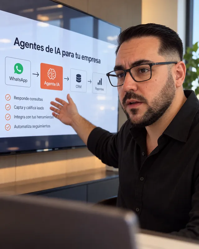 Julián Bagilet presentando un diagrama de arquitectura RAG a un equipo